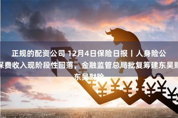 正规的配资公司 12月4日保险日报丨人身险公司保费收入现阶段