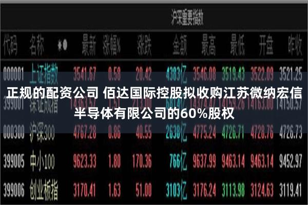 正规的配资公司 佰达国际控股拟收购江苏微纳宏信半导体有限公司